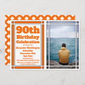 Orange 90ème Photo Invitation Anniversaire (Devant / Derrière)