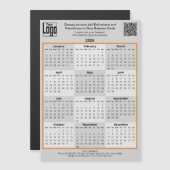 Orange Accents & Logo Gray 2026 Calendar Magnet (Devant / Derrière)
