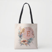 Orange ajouter le sac fourre-tout floral initial (Devant)