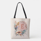 Orange ajouter le sac fourre-tout floral initial (Dos)