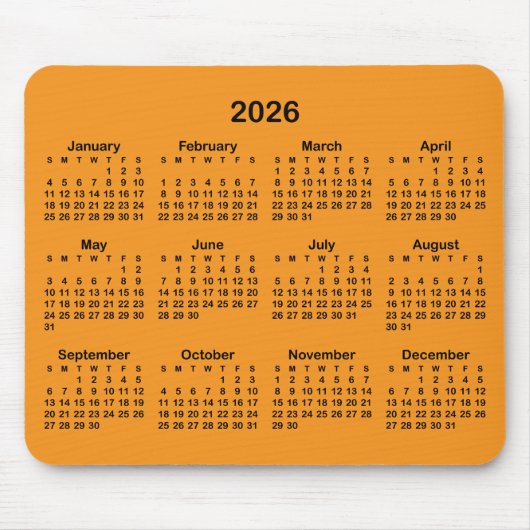 Orange and Black 2026 Calendar Muismat (Voorkant)