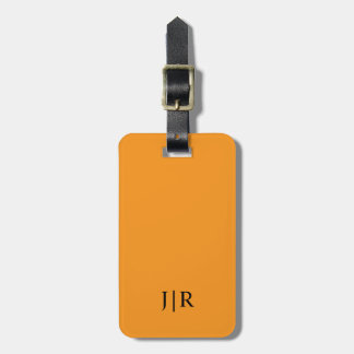 Orange And black I Modern Monogram Bagagelabel