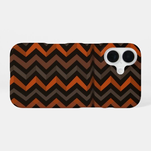 Orange and Brown Zigzag Pattern iPhone 16 Hoesje (Achterkant horizontaal)