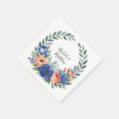 Orange and Cobalt Blue Floral Wedding Servet (Hoek)