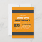 Orange and Navy Blue Team Anniversaire Invitation (Devant)