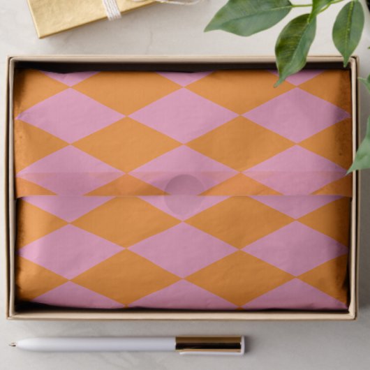 Orange and Pink Harlequin Checkered Design Tissuepapier