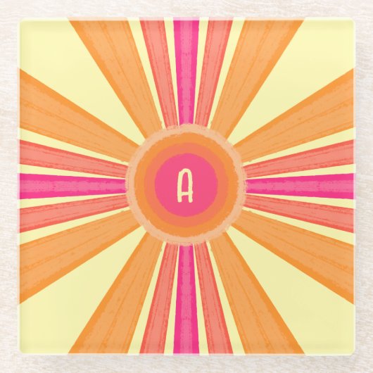 Orange and Pink Sunshine Glazen Onderzetter (Voorkant)