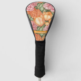 Orange and Pink Tulip Flowers Personalized Golfheadcover