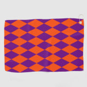 Orange and Purple Harlequin Checkered Design  Golfhanddoek (Horizontaal)