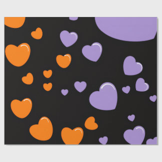 orange and purple heart pattern cadeaupapier