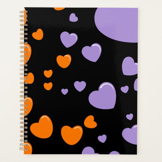 orange and purple hearts polka dots planner (Voorkant)