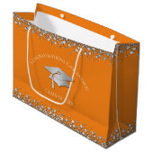 Orange and Silver Graduation Groot Cadeauzakje (Voorkant Gekanteld)