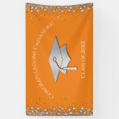 Orange and Silver Graduation Spandoek (Verticaal)