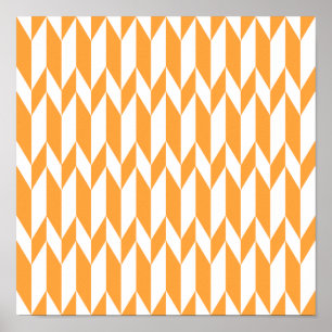 Orange and White Abstract Graphic Pattern. Poster
