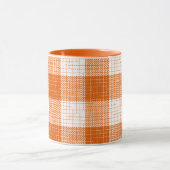 Orange and White Bold Checkered Plaid Design Mok (Midden)
