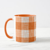 Orange and White Bold Checkered Plaid Design Mok (Links)