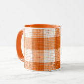 Orange and White Bold Checkered Plaid Design Mok (Voorkant links)