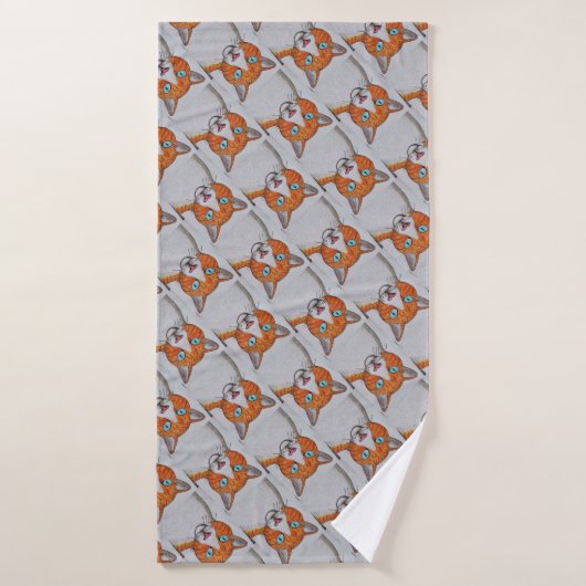 Orange and white cat Towel Badhanddoek (Badhanddoek)