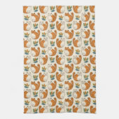 Orange and White Cats Naive Art Style Theedoek (Verticaal)