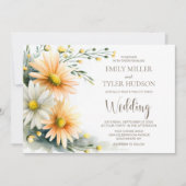 Orange and White Daisies Wedding Kaart (Voorkant)