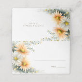 Orange and White Daisies Wedding Place Card (Buitenkant ongevouwen)