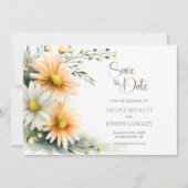 Orange and White Daisies Wedding Save the Date (Devant)