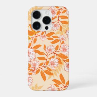 Orange and white floral pattern daisies iPhone 16 pro hoesje