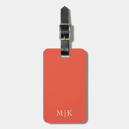 Orange and White | Modern Monogram Bagagelabel (Voorkant verticaal)