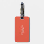Orange and White | Modern Monogram Bagagelabel (Achterkant verticaal)
