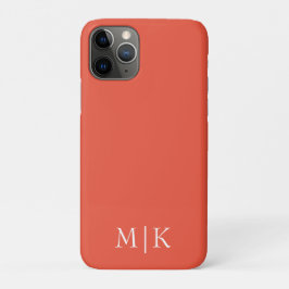 Orange and White | Modern Monogram iPhone 11 Pro Hoesje