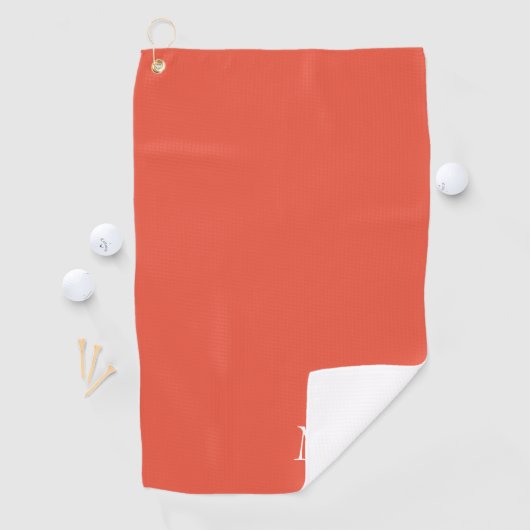 Orange and White | Modern Monogram Golfhanddoek (Insitu)