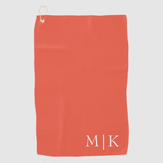 Orange and White | Modern Monogram Golfhanddoek (Voorkant)