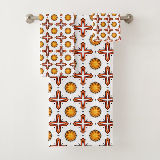 Orange and yellow mandala pattern  bad handdoek (Insitu)