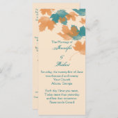 Orange Aqua Automne Maple Leaf Wedding Programme (Devant / Derrière)