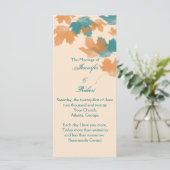 Orange Aqua Automne Maple Leaf Wedding Programme (Debout devant)