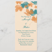 Orange Aqua Automne Maple Leaf Wedding Programme (Devant)
