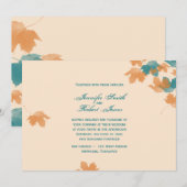 Orange Aqua Autumn Maple Leaf Faire-part de mariag (Devant / Derrière)