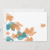 Orange Aqua Autumn Maple Leaf Faire-part de mariag (Dos)