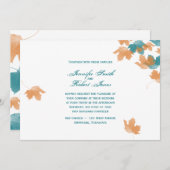 Orange Aqua Autumn Maple Leaf Faire-part de mariag (Devant / Derrière)