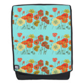 Orange Aqua Populaire floral Aquarelle sac à dos (Devant)