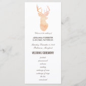 Orange Aquarelle Antler Mariage Moderne Programme (Devant)