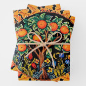 ORANGE ARBRE AVEC FEUILLES VERTS, FLEURS (En situation)