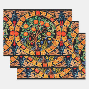 ORANGE ARBRE AVEC FEUILLES VERTS, FLEURS