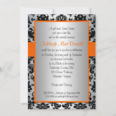 Orange, Argent, Black Damask Sweet 16 Invitation (Dos)