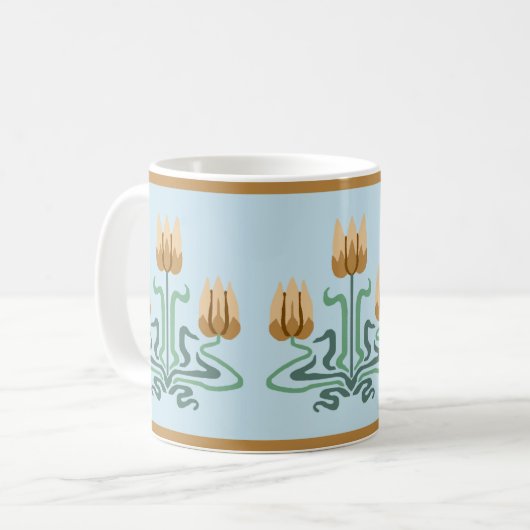 Orange Art Nouveau Tulip Trio Café Mug (Devant gauche)