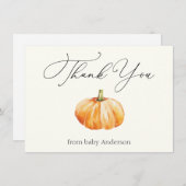 Orange Automne Citrouille Merci Carte de note (Devant / Derrière)