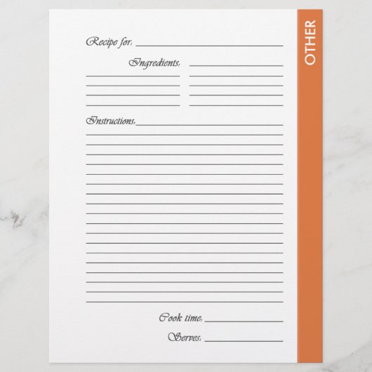 Orange AUTRES Pages de recette recto-verso (Devant)