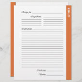 Orange AUTRES Pages de recette recto-verso (Devant / Derrière)