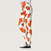 Orange Autumn Fall leaves Leggings (Gauche)