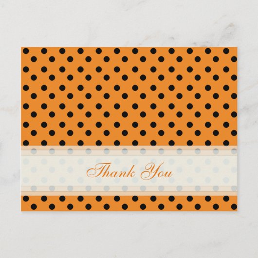 Orange avec Black Polka Dot Merci Cartes (Devant)
